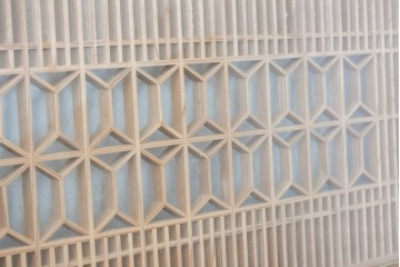 ヴィンテージ建具　昭和中期　両面ガラス　上品な組子細工が魅力の欄間1枚　(R-087554)