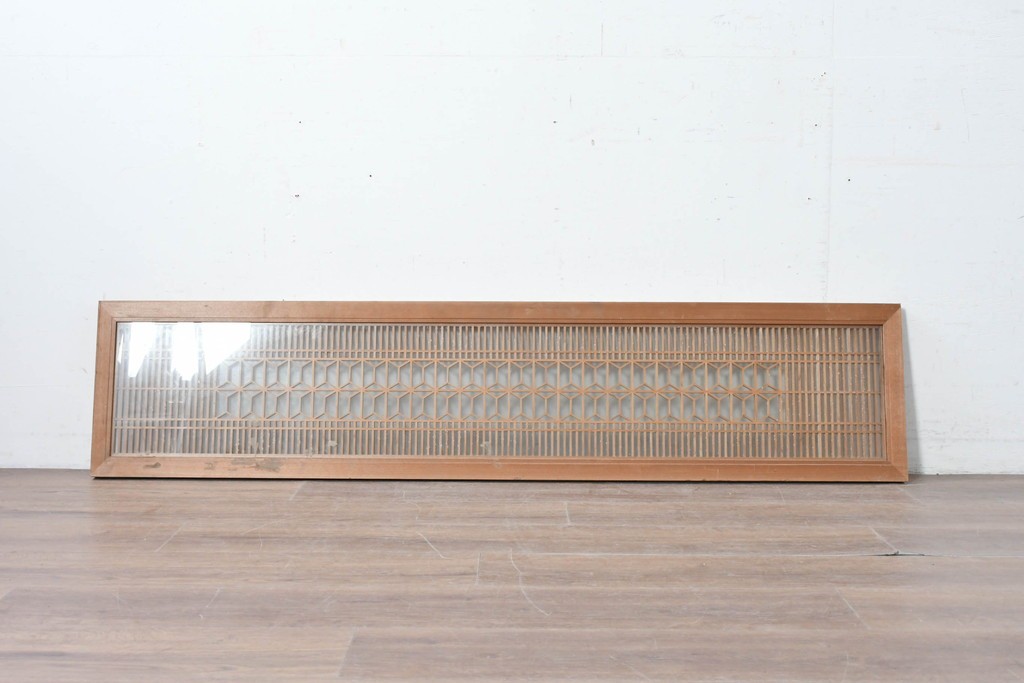 ヴィンテージ建具　昭和中期　両面ガラス　上品な組子細工が魅力の欄間1枚　(R-087554)