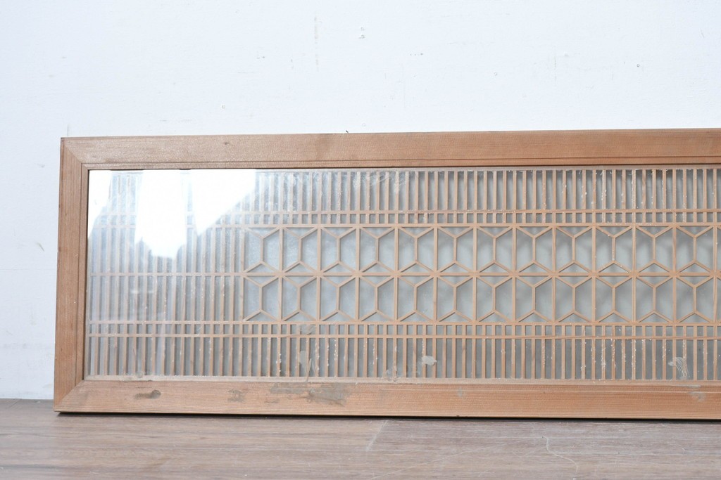 ヴィンテージ建具　昭和中期　両面ガラス　上品な組子細工が魅力の欄間1枚　(R-087554)