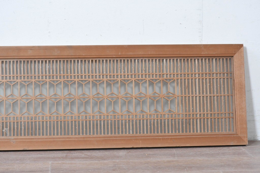 ヴィンテージ建具　昭和中期　両面ガラス　上品な組子細工が魅力の欄間1枚　(R-087554)
