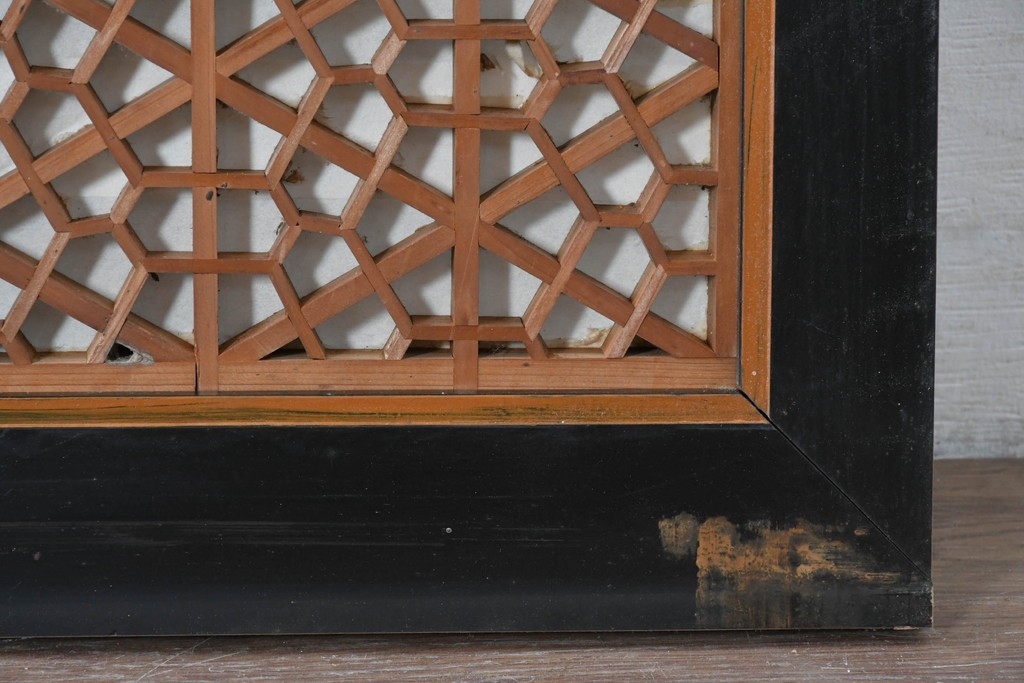 アンティーク建具　昭和初期　大小の組子細工が美しく連なる障子欄間1枚　(R-087555)