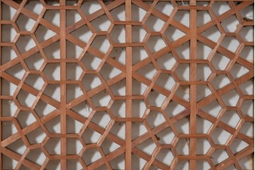 アンティーク建具　昭和初期　大小の組子細工が美しく連なる障子欄間1枚　(R-087555)