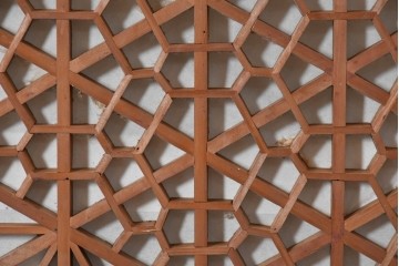 アンティーク建具　昭和初期　大小の組子細工が美しく連なる障子欄間1枚　(R-087555)