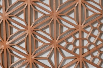 アンティーク建具　昭和初期　大小の組子細工が美しく連なる障子欄間1枚　(R-087555)