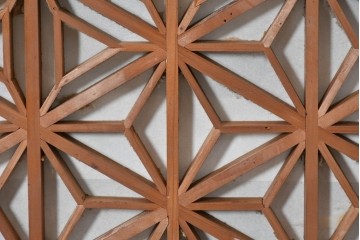 アンティーク建具　昭和初期　大小の組子細工が美しく連なる障子欄間1枚　(R-087555)