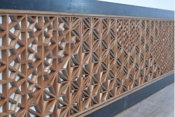 アンティーク建具　昭和初期　大小の組子細工が美しく連なる障子欄間1枚　(R-087555)