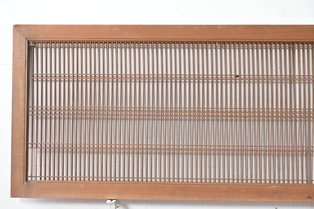 アンティーク建具　大正から昭和初期　繊細な縦桟が整然と並ぶ筬欄間2枚セット　(R-087557)