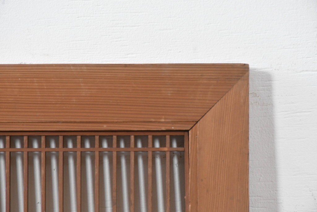 アンティーク建具　大正から昭和初期　繊細な縦桟が整然と並ぶ筬欄間2枚セット　(R-087557)