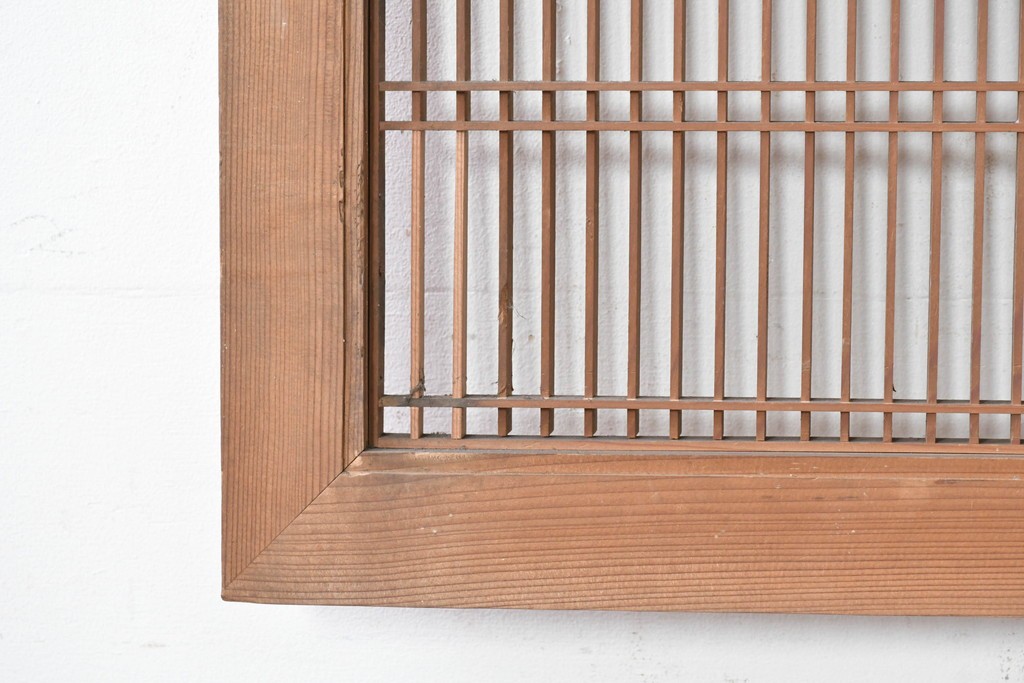 アンティーク建具　大正から昭和初期　繊細な縦桟が整然と並ぶ筬欄間2枚セット　(R-087557)