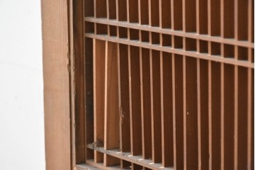 アンティーク建具　大正から昭和初期　繊細な縦桟が整然と並ぶ筬欄間2枚セット　(R-087557)