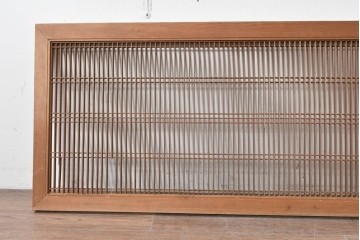 アンティーク建具　大正から昭和初期　繊細な縦桟が整然と並ぶ筬欄間2枚セット　(R-087557)