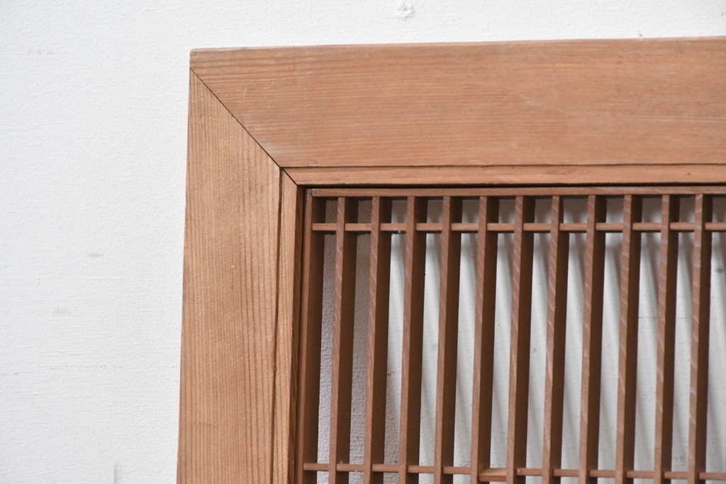 アンティーク建具　大正から昭和初期　繊細な縦桟が整然と並ぶ筬欄間2枚セット　(R-087557)