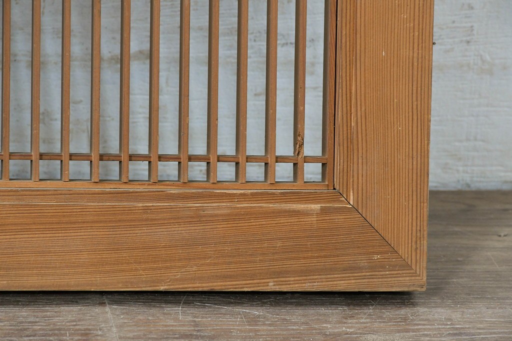 アンティーク建具　大正から昭和初期　繊細な縦桟が整然と並ぶ筬欄間2枚セット　(R-087557)