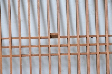 アンティーク建具　大正から昭和初期　繊細な縦桟が整然と並ぶ筬欄間2枚セット　(R-087557)