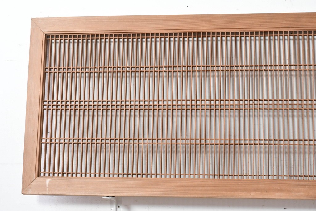 アンティーク建具　大正から昭和初期　繊細な縦桟が整然と並ぶ筬欄間2枚セット　(R-087557)