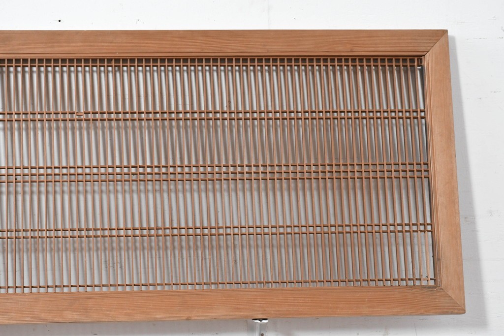 アンティーク建具　大正から昭和初期　繊細な縦桟が整然と並ぶ筬欄間2枚セット　(R-087557)