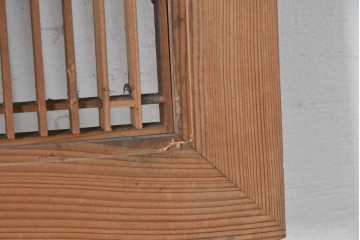 アンティーク建具　大正から昭和初期　繊細な縦桟が整然と並ぶ筬欄間2枚セット　(R-087557)