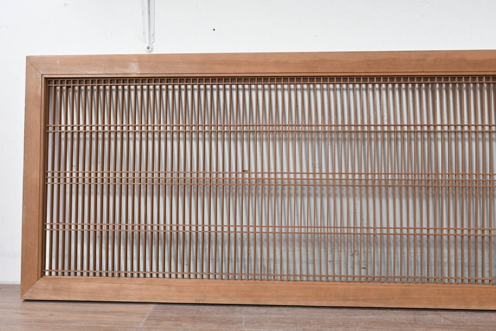 アンティーク建具　大正から昭和初期　繊細な縦桟が整然と並ぶ筬欄間2枚セット　(R-087557)