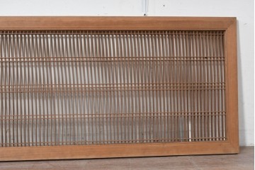アンティーク建具　大正から昭和初期　繊細な縦桟が整然と並ぶ筬欄間2枚セット　(R-087557)