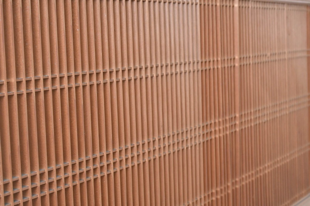 アンティーク建具　大正から昭和初期　繊細な縦桟が整然と並ぶ筬欄間2枚セット　(R-087557)