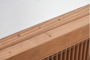 アンティーク建具　大正から昭和初期　繊細な縦桟が整然と並ぶ筬欄間2枚セット　(R-087557)