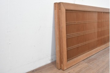 アンティーク建具　大正から昭和初期　繊細な縦桟が整然と並ぶ筬欄間2枚セット　(R-087557)