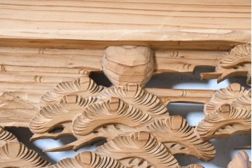 ヴィンテージ建具　昭和中期　橋と松の風景彫刻が美しい欄間2枚セット　(R-087558)