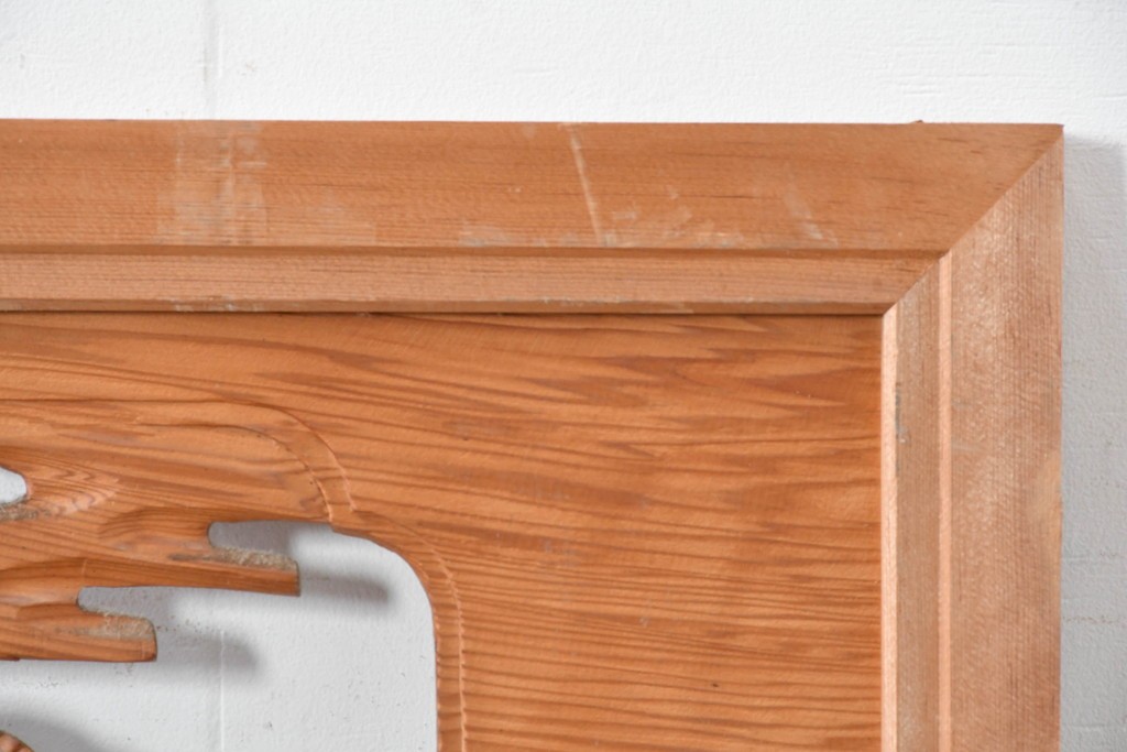 ヴィンテージ建具　昭和中期　松に舞う鶴の彫刻が美しい欄間2枚セット　(R-087559)