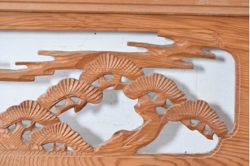 ヴィンテージ建具　昭和中期　松に舞う鶴の彫刻が美しい欄間2枚セット　(R-087559)