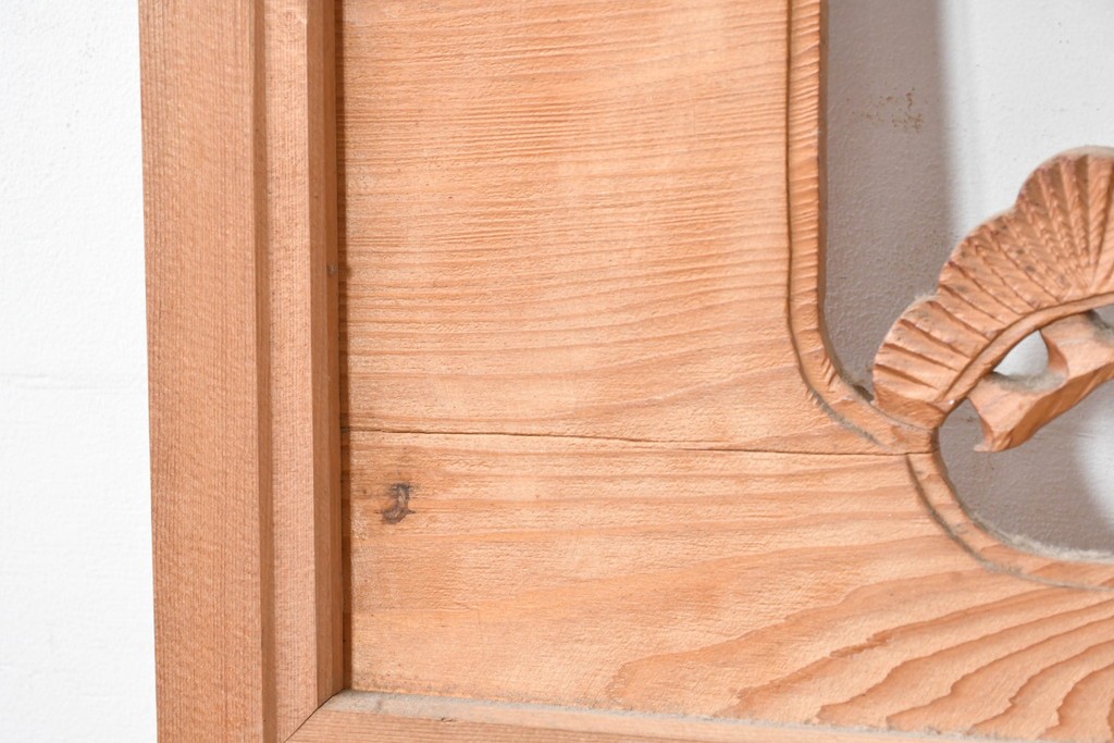 ヴィンテージ建具　昭和中期　松に舞う鶴の彫刻が美しい欄間2枚セット　(R-087559)