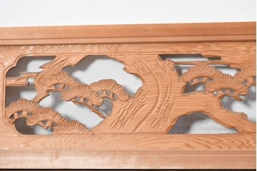 ヴィンテージ建具　昭和中期　松に舞う鶴の彫刻が美しい欄間2枚セット　(R-087559)