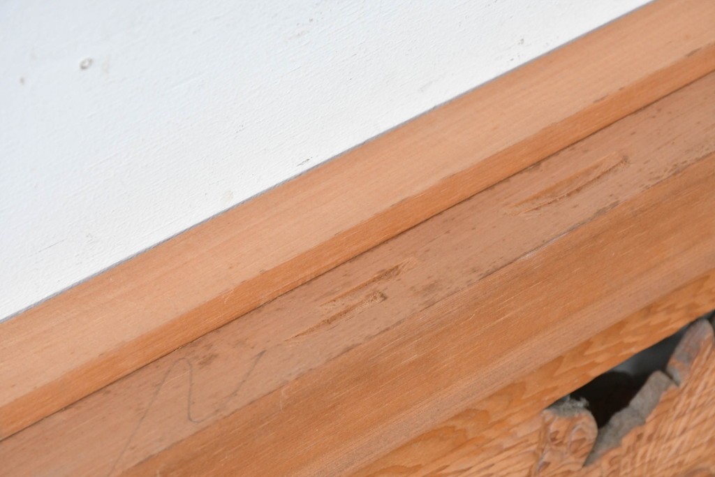 ヴィンテージ建具　昭和中期　松に舞う鶴の彫刻が美しい欄間2枚セット　(R-087559)