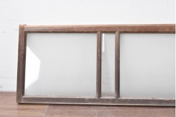 ヴィンテージ建具　昭和中期　シンプルなデザインで取り入れやすい明り取り2枚セット　(R-087560)
