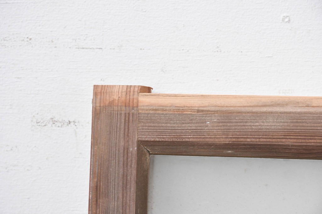 ヴィンテージ建具　昭和中期　シンプルなデザインで取り入れやすい明り取り2枚セット　(R-087560)