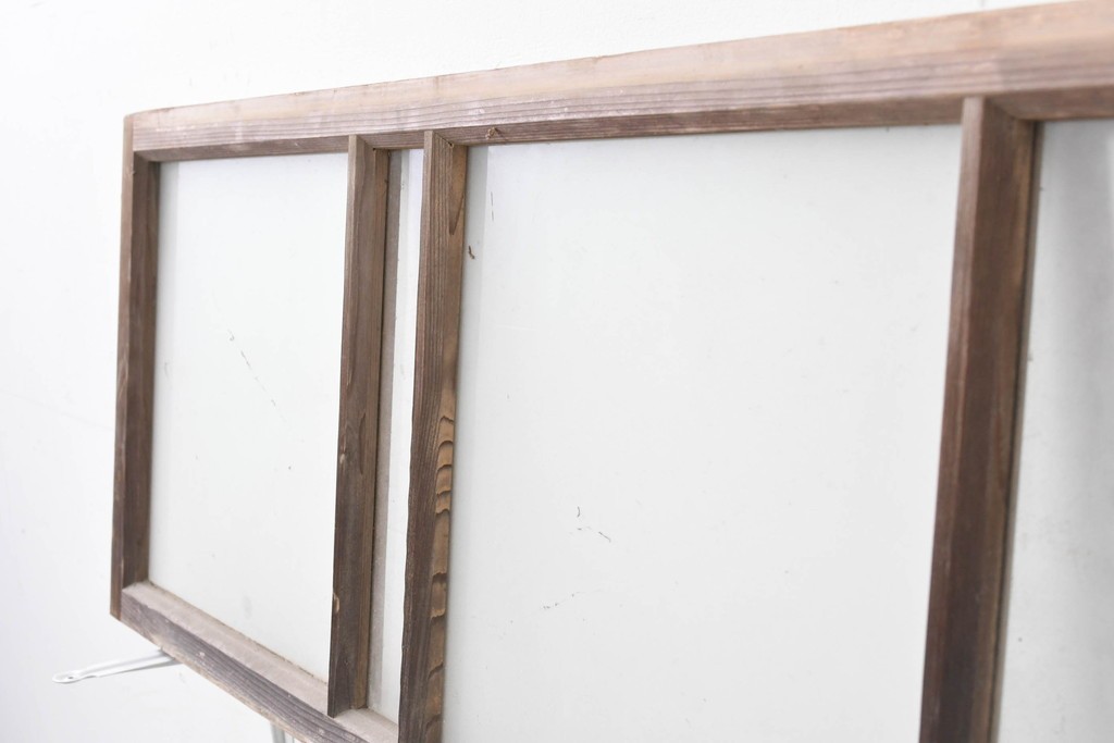 ヴィンテージ建具　昭和中期　シンプルなデザインで取り入れやすい明り取り2枚セット　(R-087560)
