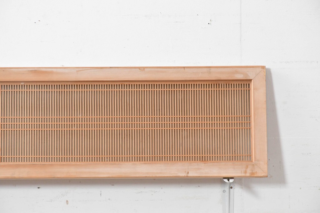 ヴィンテージ建具　昭和後期　両面ガラス　繊細な縦桟が美しい筬欄間2枚セット　(R-087561)