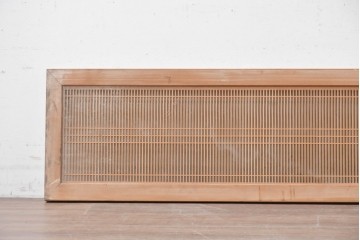 ヴィンテージ建具　昭和後期　両面ガラス　繊細な縦桟が美しい筬欄間2枚セット　(R-087561)