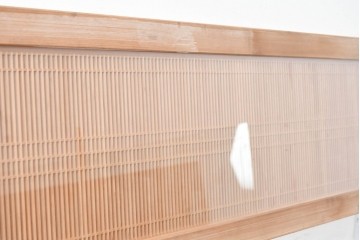 ヴィンテージ建具　昭和後期　両面ガラス　繊細な縦桟が美しい筬欄間2枚セット　(R-087561)