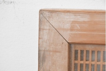 ヴィンテージ建具　昭和後期　両面ガラス　繊細な縦桟が美しい筬欄間2枚セット　(R-087561)