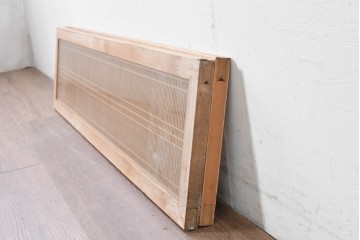 ヴィンテージ建具　昭和後期　両面ガラス　繊細な縦桟が美しい筬欄間2枚セット　(R-087561)