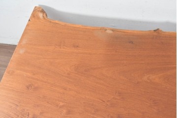 中古　花梨(カリン)材　一枚板ならではの力強い木肌が魅力の重厚な座卓　(R-087565)