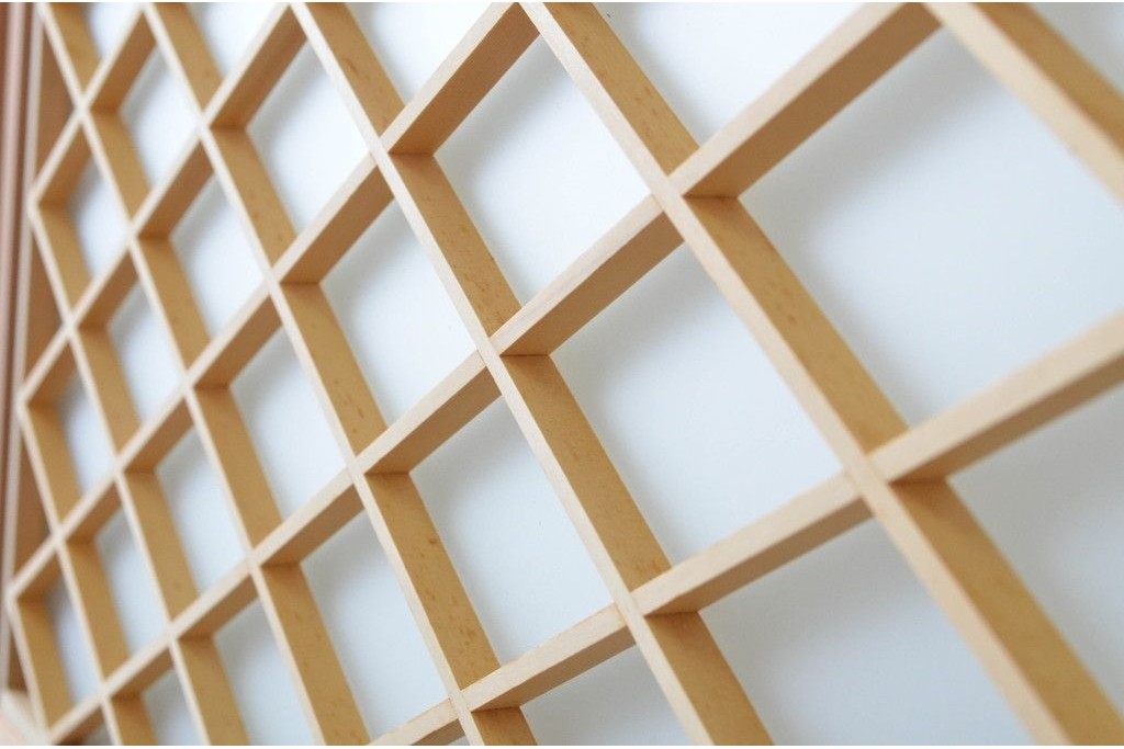 新古　未使用建具　昭和後期　ガラス入りの組子帯戸2枚セット　(R-087569)