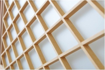 新古　未使用建具　昭和後期　ガラス入りの組子帯戸2枚セット　(R-087569)