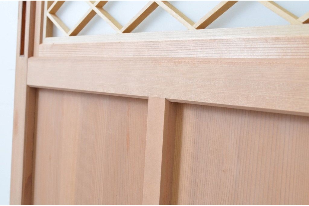 新古　未使用建具　昭和後期　ガラス入りの組子帯戸2枚セット　(R-087569)