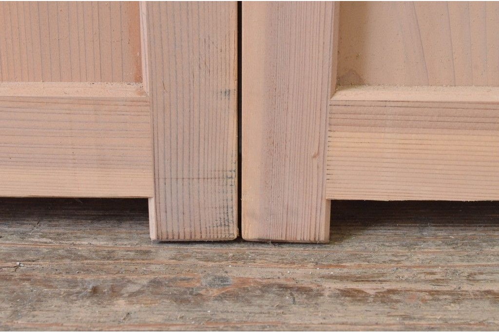 新古　未使用建具　昭和後期　ガラス入りの組子帯戸2枚セット　(R-087569)