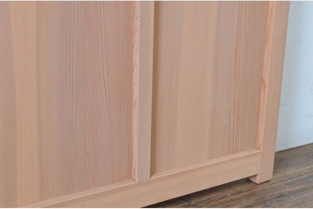 新古　未使用建具　昭和後期　ガラス入りの組子帯戸2枚セット　(R-087569)