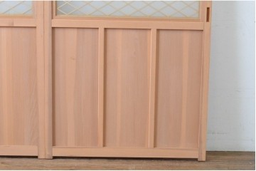 新古　未使用建具　昭和後期　ガラス入りの組子帯戸2枚セット　(R-087569)