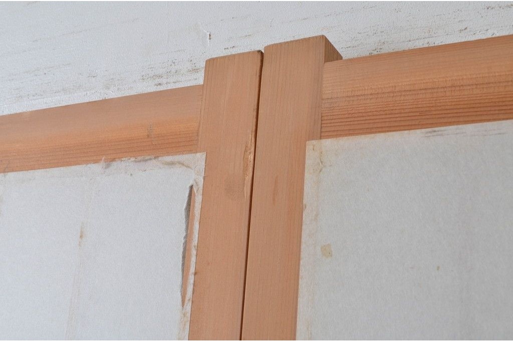 新古　未使用建具　昭和後期　ガラス入りの組子帯戸2枚セット　(R-087569)