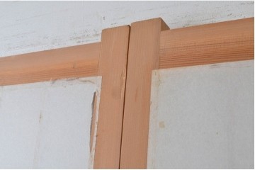 新古　未使用建具　昭和後期　ガラス入りの組子帯戸2枚セット　(R-087569)