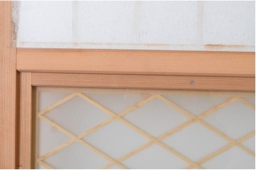 新古　未使用建具　昭和後期　ガラス入りの組子帯戸2枚セット　(R-087569)